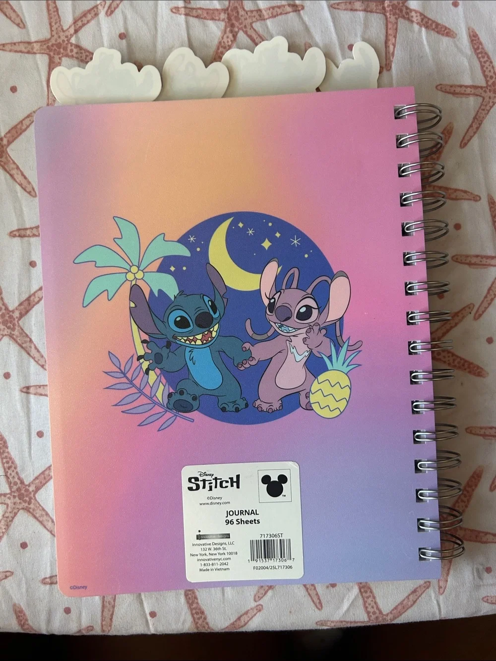 Disney Stitch Spiral Notebook in Pink and Blue with Stickers